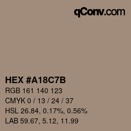 Color code: HEX #A18C7B | qconv.com