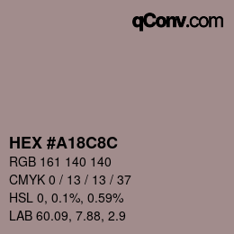 Color code: HEX #A18C8C | qconv.com
