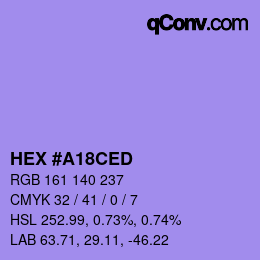 Color code: HEX #A18CED | qconv.com