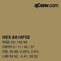 Color code: HEX #A18F5E | qconv.com