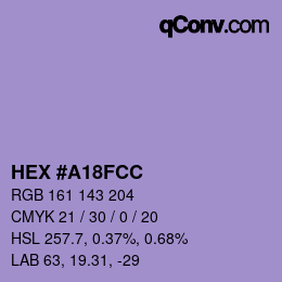 Color code: HEX #A18FCC | qconv.com