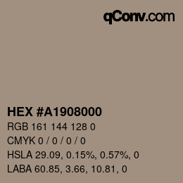 Color code: HEX #A1908000 | qconv.com