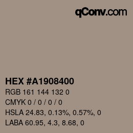 Color code: HEX #A1908400 | qconv.com