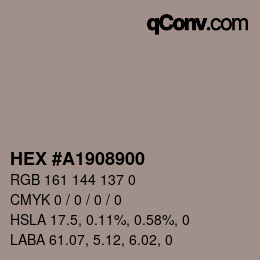 Color code: HEX #A1908900 | qconv.com