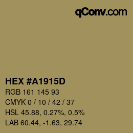 Color code: HEX #A1915D | qconv.com