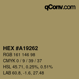 Color code: HEX #A19262 | qconv.com
