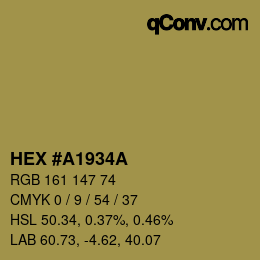 颜色代码: HEX #A1934A | qconv.com