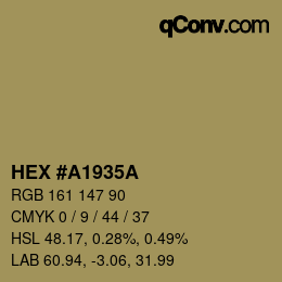 Color code: HEX #A1935A | qconv.com