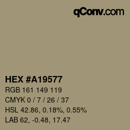 Color code: HEX #A19577 | qconv.com