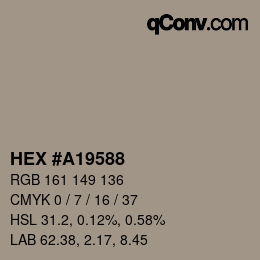 カラーコード: HEX #A19588 | qconv.com