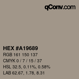 Color code: HEX #A19689 | qconv.com