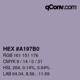 Color code: HEX #A197B0 | qconv.com