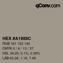 Color code: HEX #A1988C | qconv.com