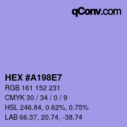 Farbcode: HEX #A198E7 | qconv.com
