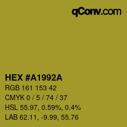 Color code: HEX #A1992A | qconv.com
