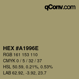 Farbcode: HEX #A1996E | qconv.com