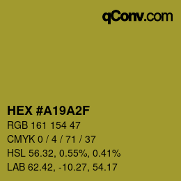 颜色代码: HEX #A19A2F | qconv.com