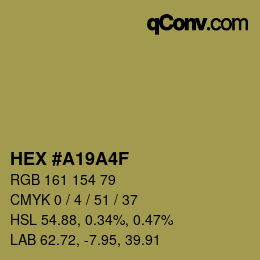 Code couleur: HEX #A19A4F | qconv.com