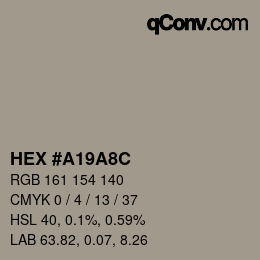 Color code: HEX #A19A8C | qconv.com