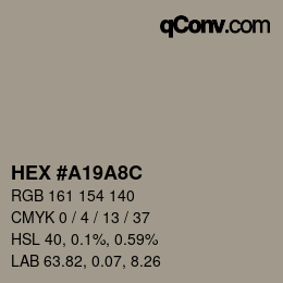 カラーコード: HEX #A19A8C | qconv.com