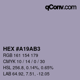 Código de color: HEX #A19AB3 | qconv.com