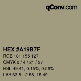 カラーコード: HEX #A19B7F | qconv.com