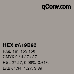 Code couleur: HEX #A19B96 | qconv.com