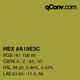 Color code: HEX #A19E3C | qconv.com