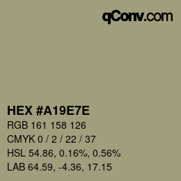 Color code: HEX #A19E7E | qconv.com