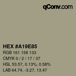 颜色代码: HEX #A19E85 | qconv.com