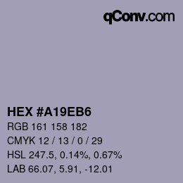 Color code: HEX #A19EB6 | qconv.com