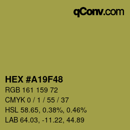 颜色代码: HEX #A19F48 | qconv.com