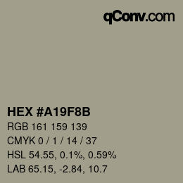 カラーコード: HEX #A19F8B | qconv.com