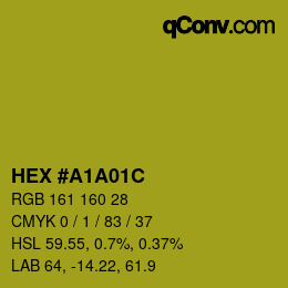 Color code: HEX #A1A01C | qconv.com