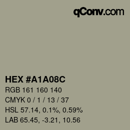 Color code: HEX #A1A08C | qconv.com