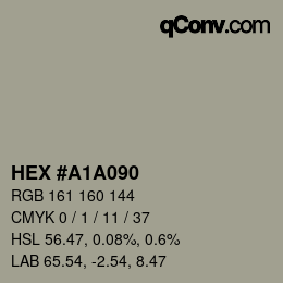 Código de color: HEX #A1A090 | qconv.com