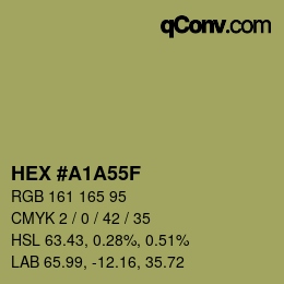 Color code: HEX #A1A55F | qconv.com