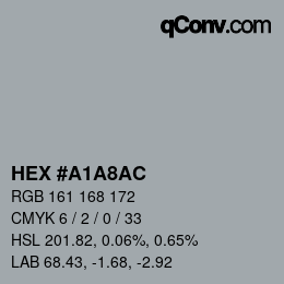 Color code: HEX #A1A8AC | qconv.com