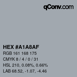 Color code: HEX #A1A8AF | qconv.com