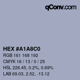 Farbcode: HEX #A1A8C0 | qconv.com