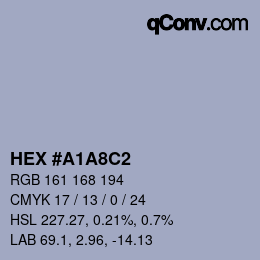 Color code: HEX #A1A8C2 | qconv.com