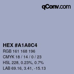 Color code: HEX #A1A8C4 | qconv.com