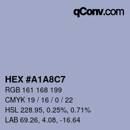 Color code: HEX #A1A8C7 | qconv.com