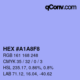 Color code: HEX #A1A8F8 | qconv.com