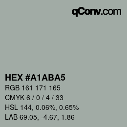 颜色代码: HEX #A1ABA5 | qconv.com
