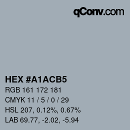 颜色代码: HEX #A1ACB5 | qconv.com