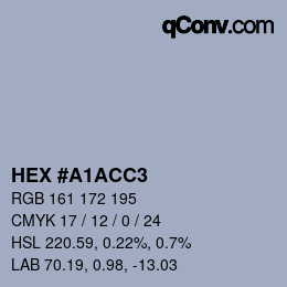 Color code: HEX #A1ACC3 | qconv.com