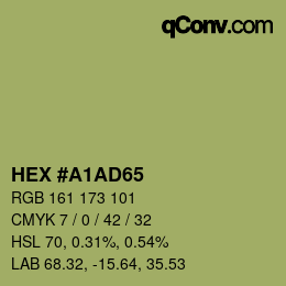 Color code: HEX #A1AD65 | qconv.com