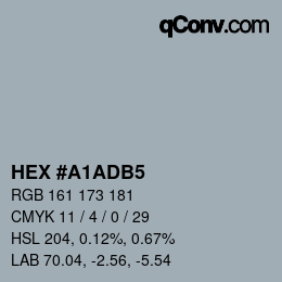 カラーコード: HEX #A1ADB5 | qconv.com