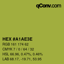 Color code: HEX #A1AE3E | qconv.com